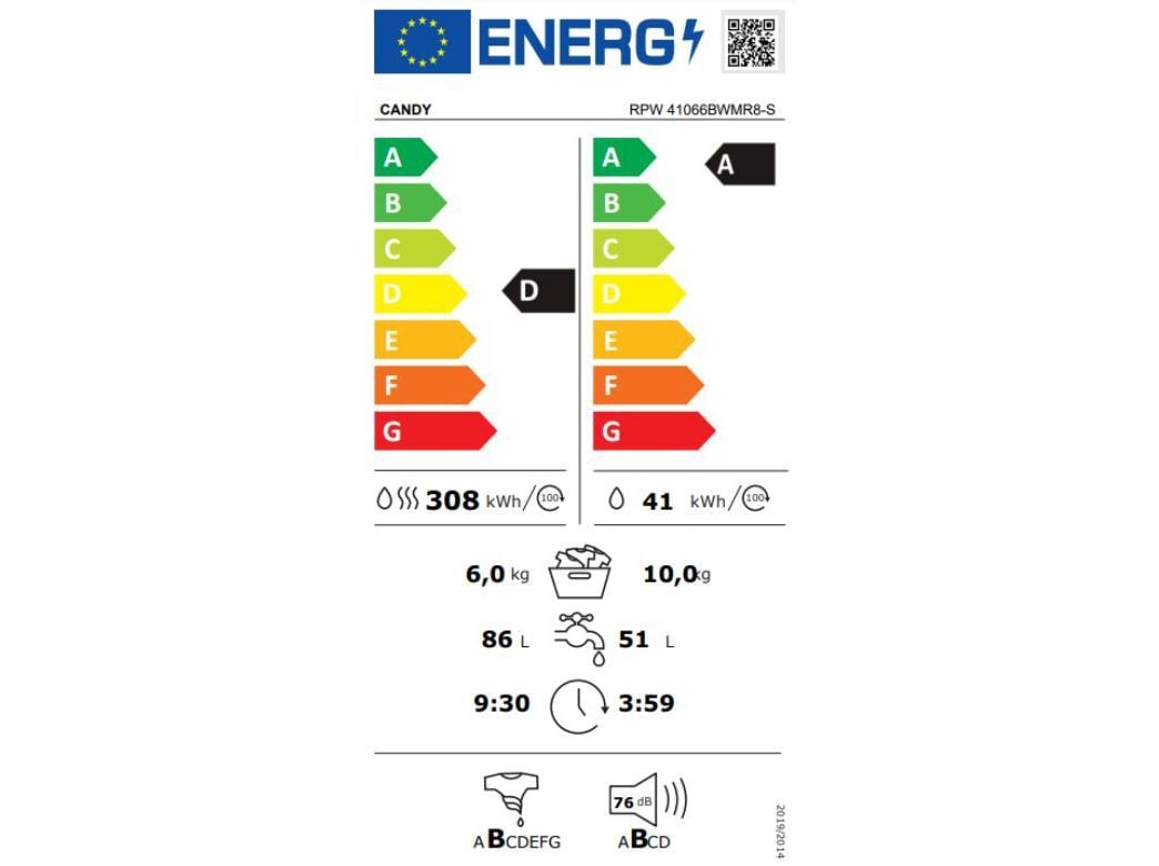M&Aacute;QUINA DE LAVAR E SECAR ROUPA CANDY RPW 41066BWMR8-S (10/6KG D BRANCO) image number 4