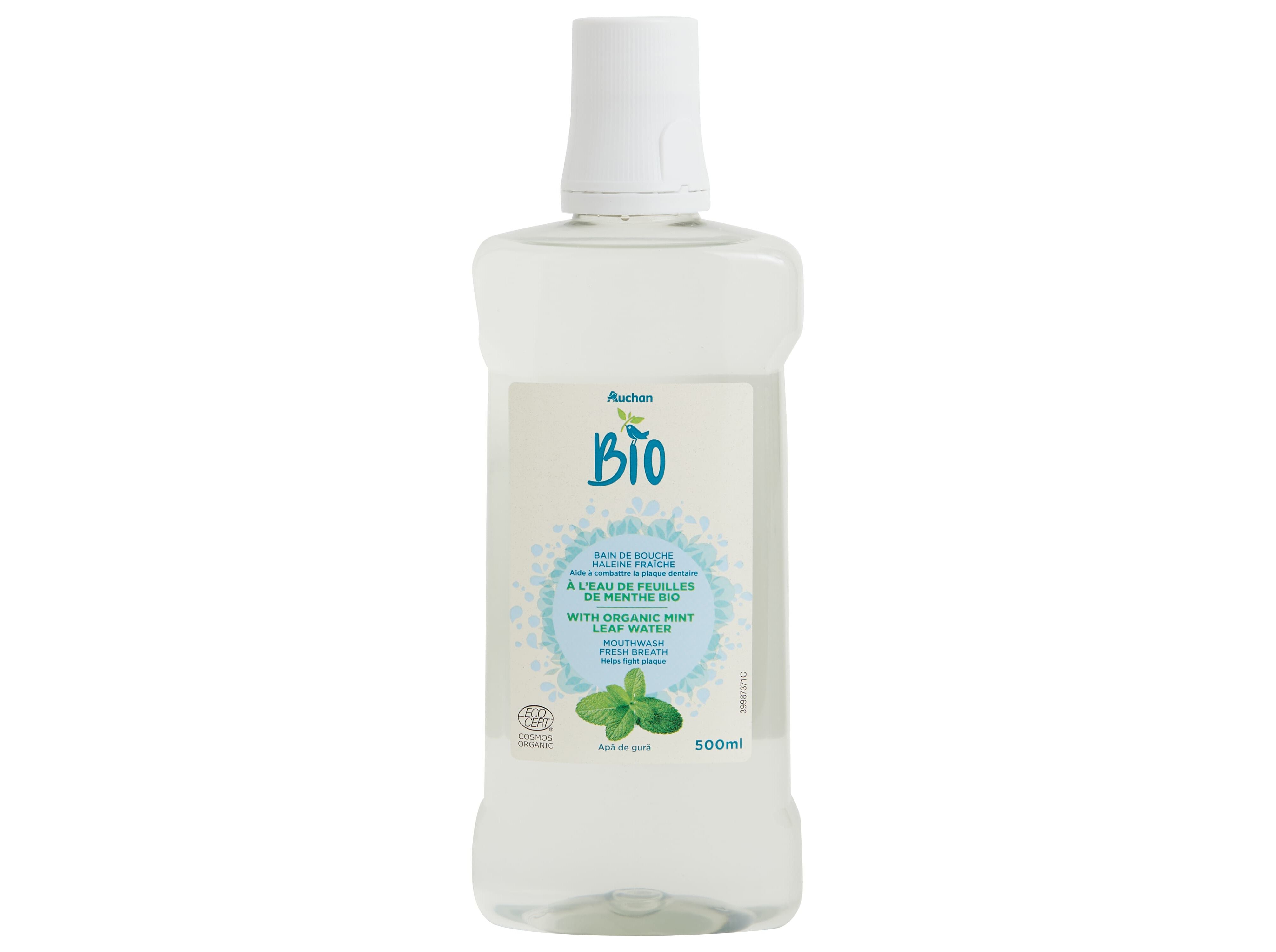 ELIXIR AUCHAN BIO C/&Aacute;GUA DE FOLHAS HORTEL&Atilde;-PIMENTA 500ML