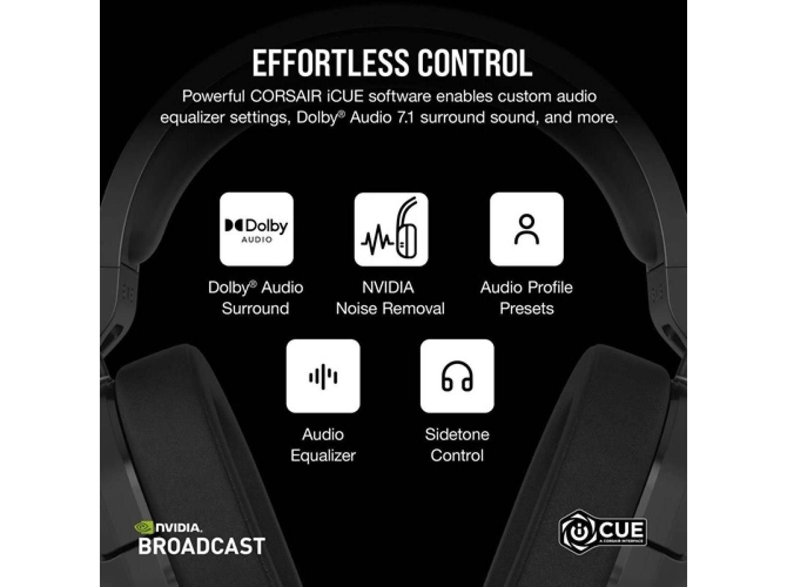 AUSCULTADORES WIRELESS GAMING CORSAIR HS55 PRETO image number 5