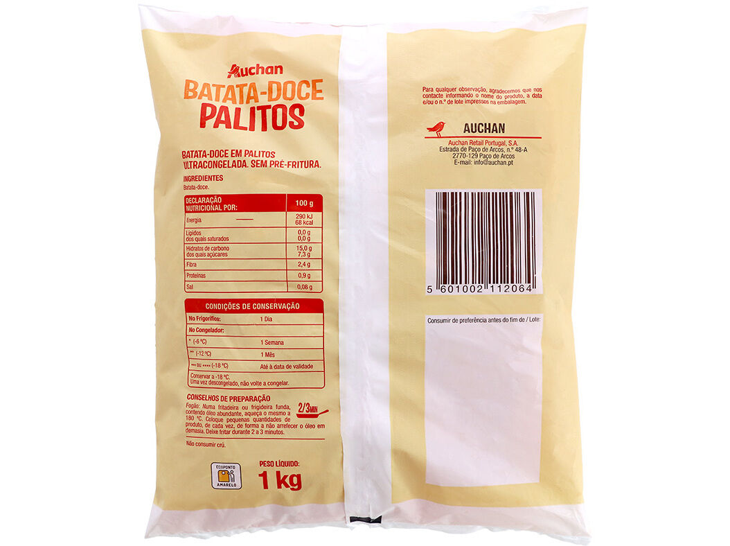 BATATA DOCE AUCHAN PALITOS PARA FRITAR 1KG image number 1