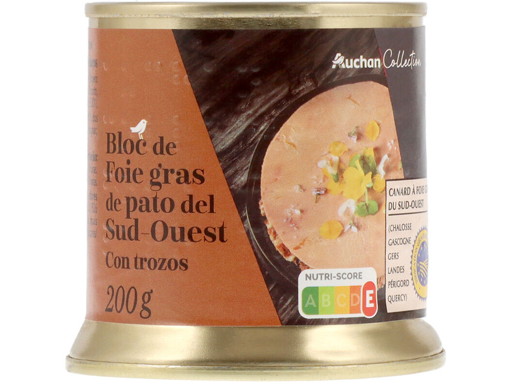 BLOCO FOIE GRAS PATO AUCHAN C/PEDA&Ccedil;OS LATA 200G image number 0