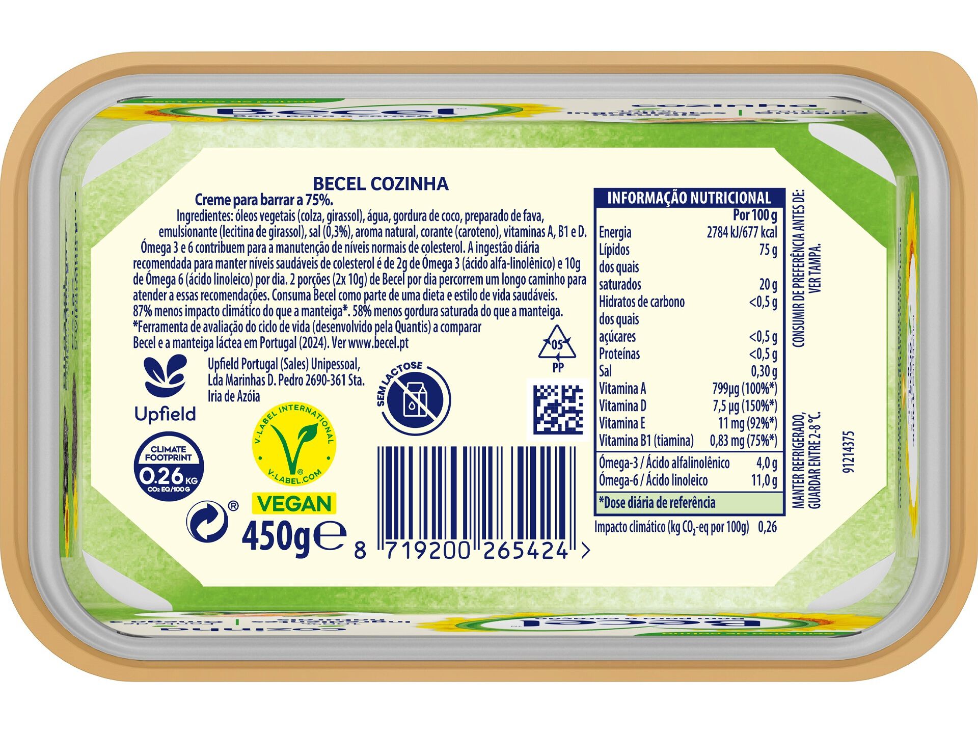 CREME BECEL VEGETAL CULIN&Aacute;RIA 450G image number 1
