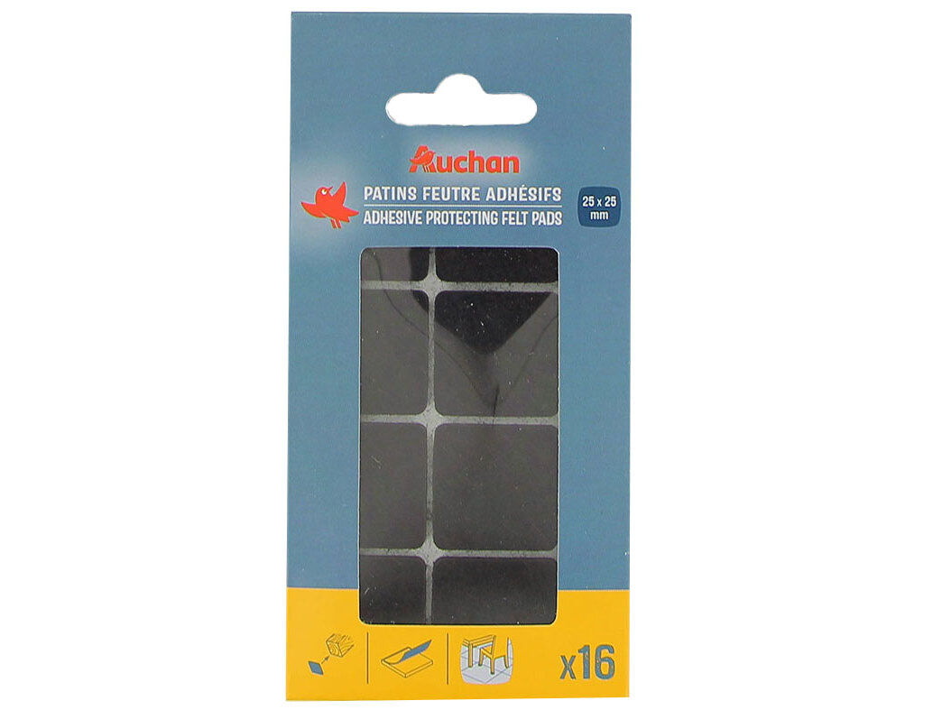 FELTROS PROTECTORES AUCHAN CASTANHOS ADESIVOS 16 PE&Ccedil;AS 25X25MM