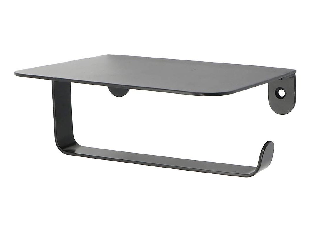 SUPORTE PAPEL HIGI&Eacute;NICO ACTUEL COM PRATELEIRA DE FERRO CINZENTO