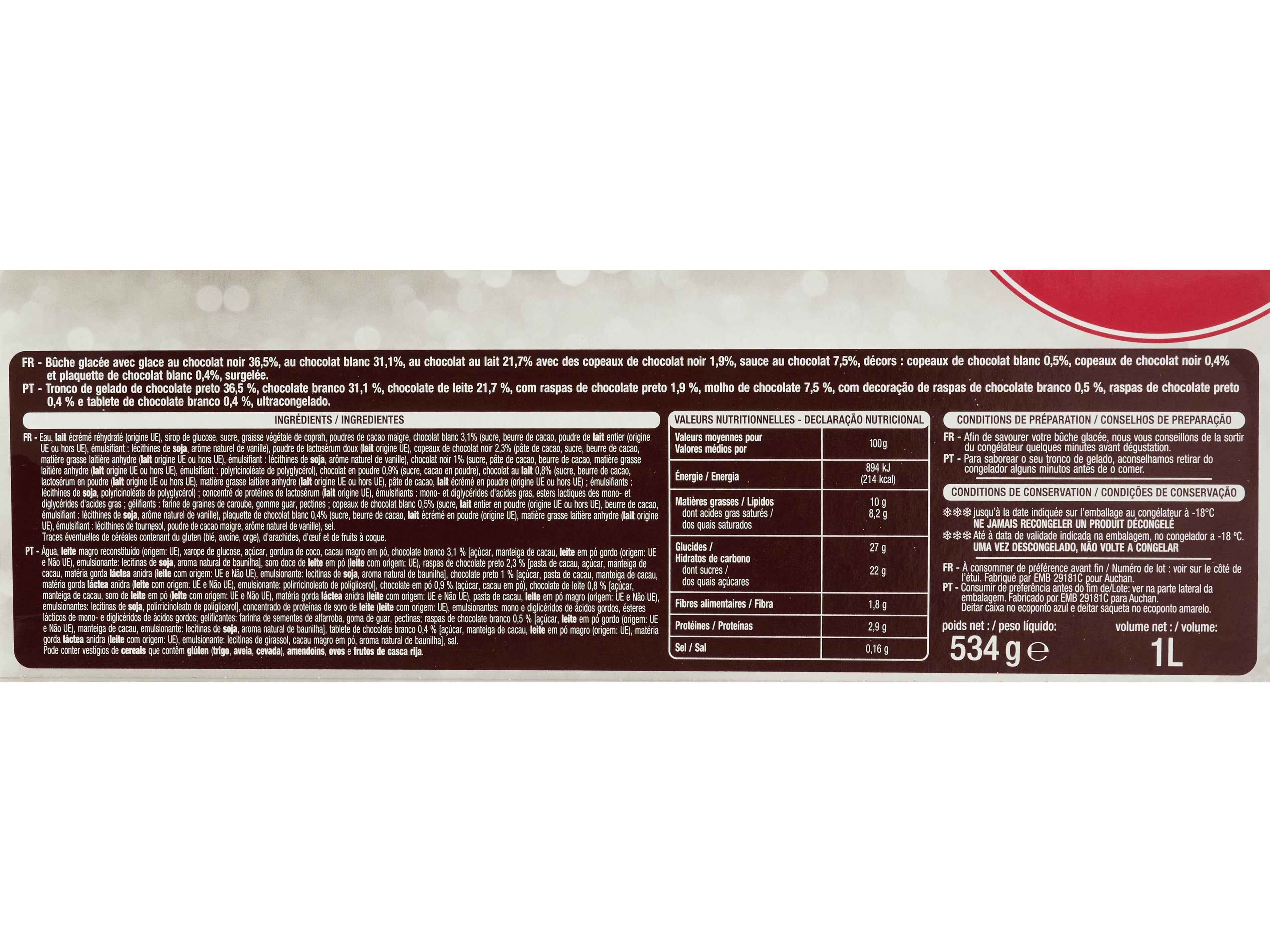 GELADO TRONCO AUCHAN 3 CHOCOLATES 1L image number 3