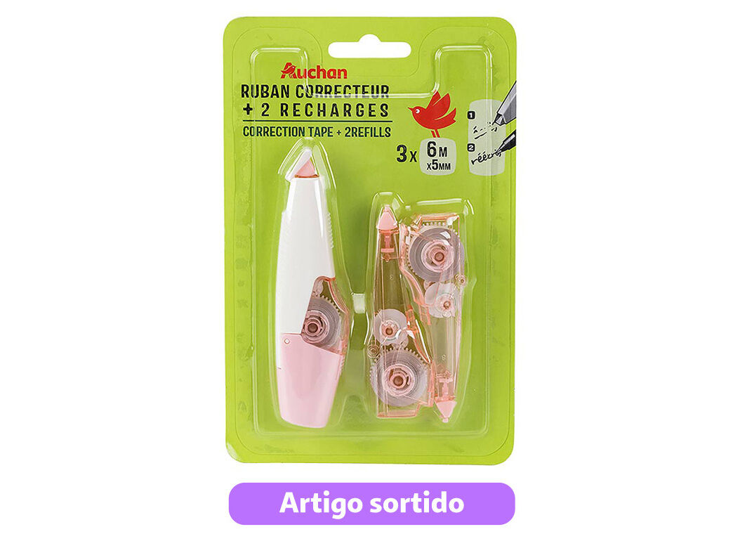 FITA CORRECTORA AUCHAN COM 2 RECARGAS CORES SORTIDAS image number 1