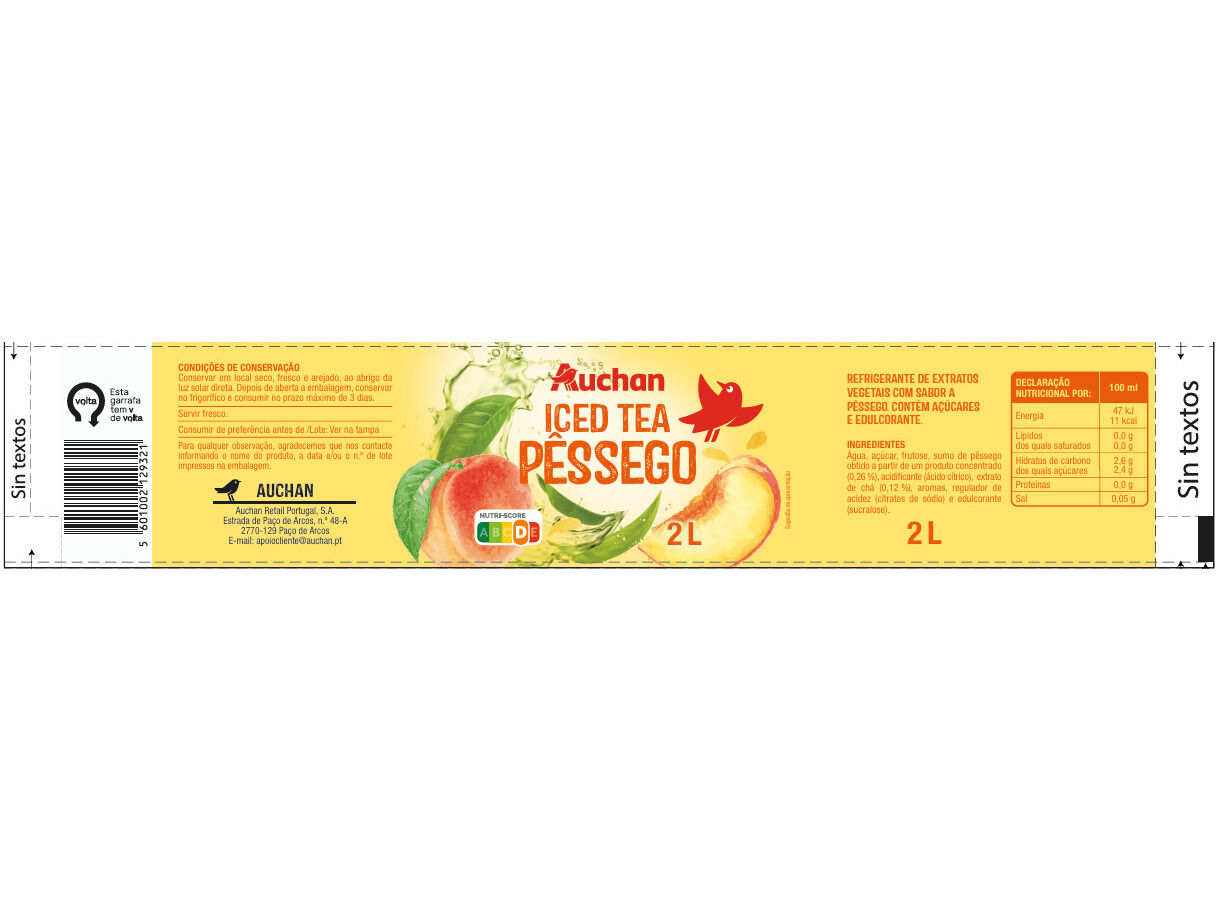 ICED TEA AUCHAN P&Ecirc;SSEGO 2L image number 0