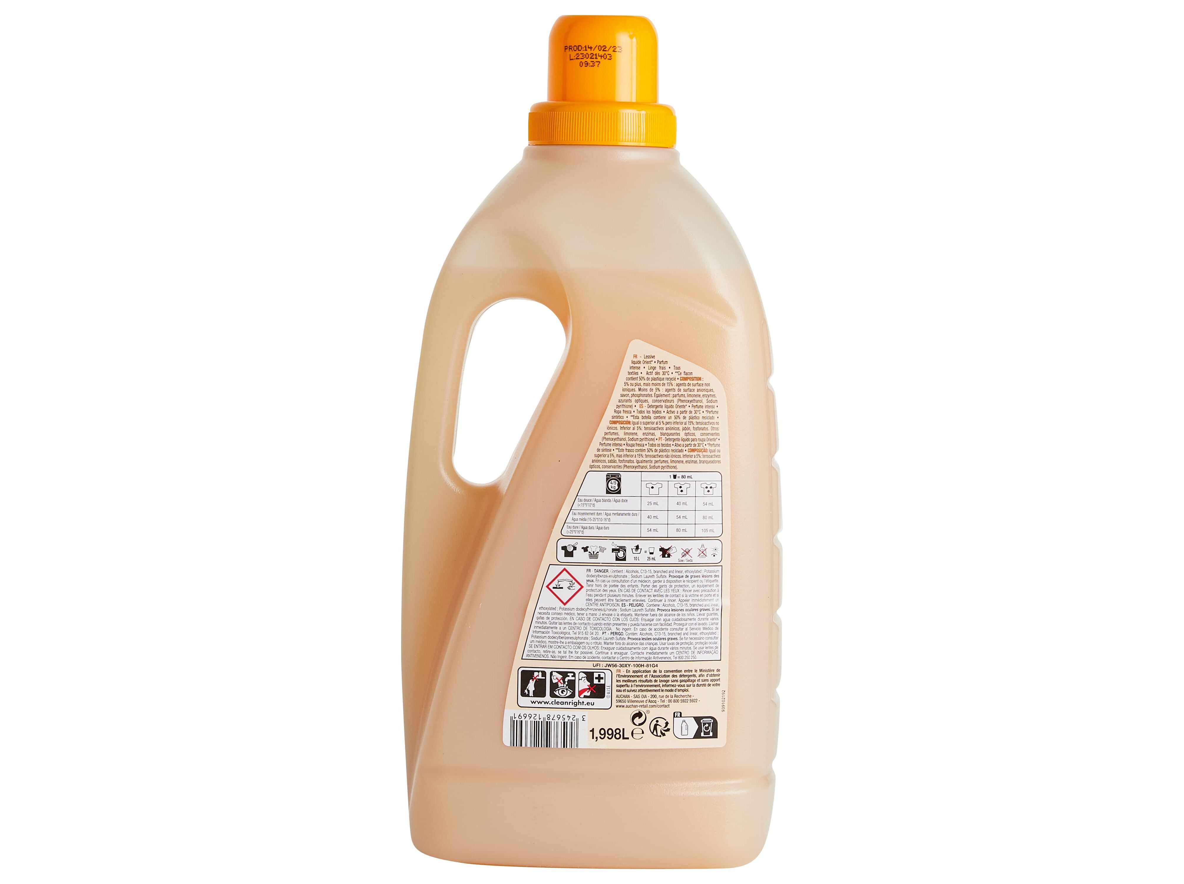 DETERGENTE ROUPA M&Aacute;QUINA L&Iacute;QUIDO AUCHAN ORIENTE 37 DOSES image number 2