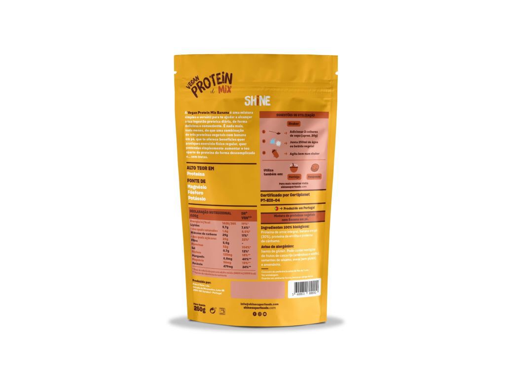 MIX PROTE&Iacute;NAS VEGETAIS SHINE BANANA BIO 250G image number 1