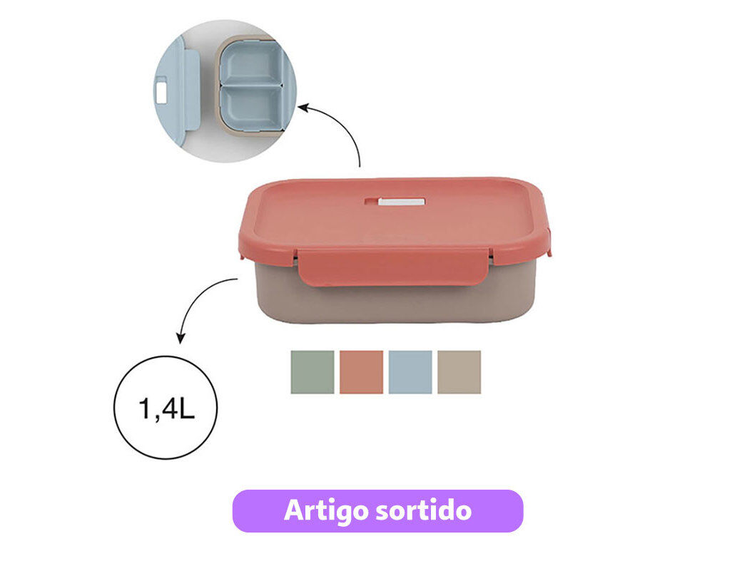 CAIXA HERM&Eacute;TICA PL&Aacute;STICO CODIL 3 DIVIS&Oacute;RIAS 1.4L CORES SORTIDAS image number 0