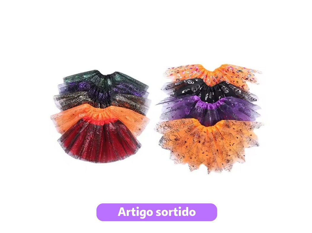 TUTU HALLOWEEN FUNMAKERS 30CM CORES SORTIDAS