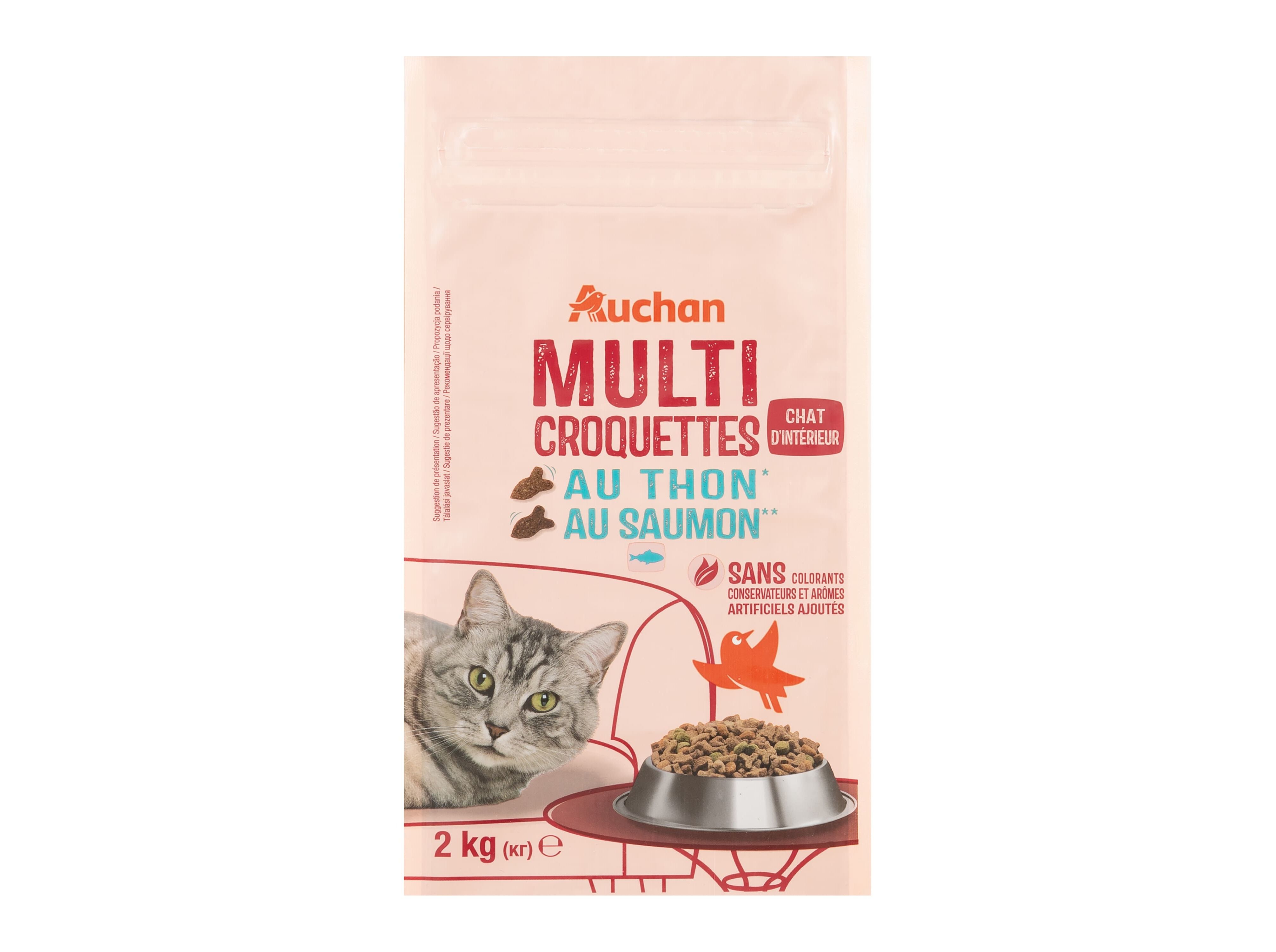 RA&Ccedil;&Atilde;O PARA GATO DE INTERIOR AUCHAN COM ATUM E COM SALM&Atilde;O 2KG image number 0