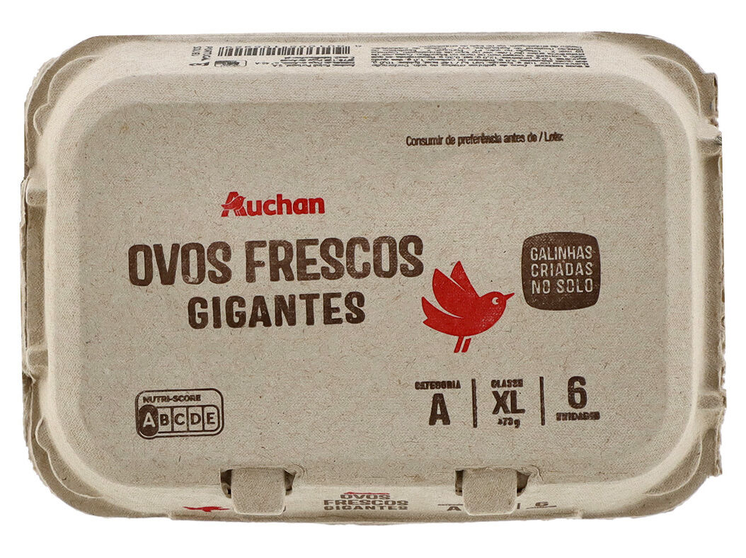 OVOS AUCHAN GALINHAS SOLO CLASSE XL MEIA D&Uacute;ZIA