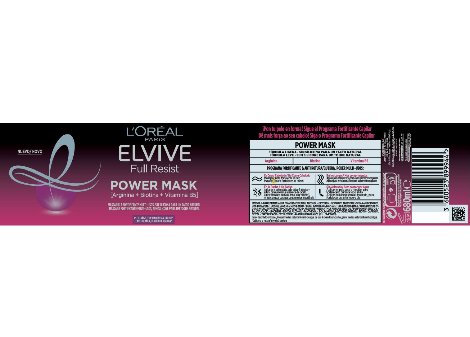MASCARA ELVIVE FULL RESIST POWER MASK 680ML image number 1