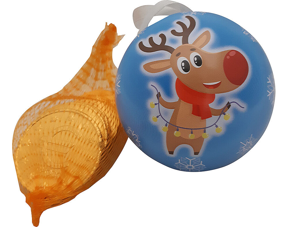 ESFERA SABE+ MET&Aacute;LICA COM MOEDAS CHOCOLATE INTERIOR 30G