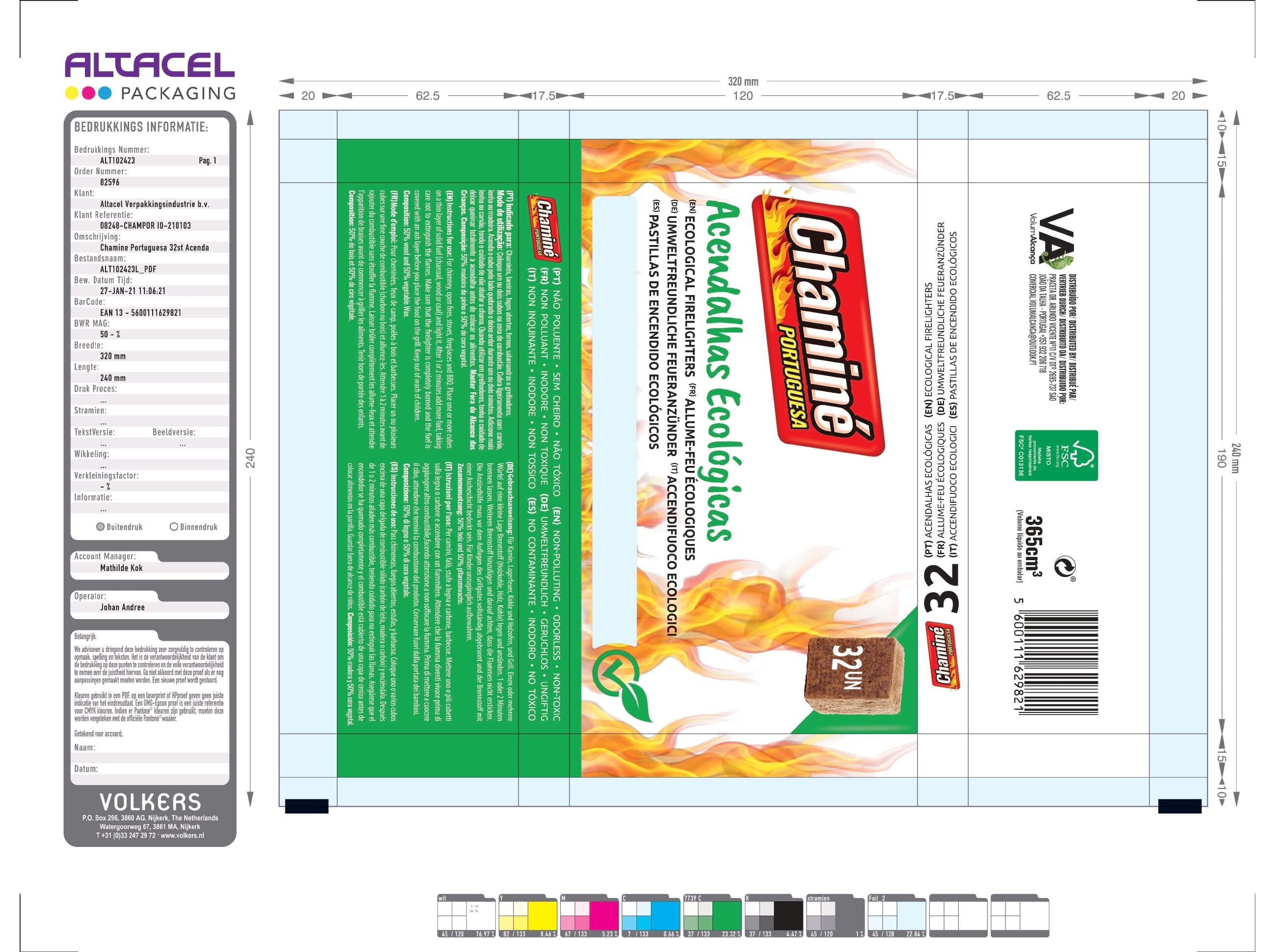 ACENDALHAS CHAMIN&Eacute; PORTUGUESA ECOL&Oacute;GICAS 32 CUBOS image number 1