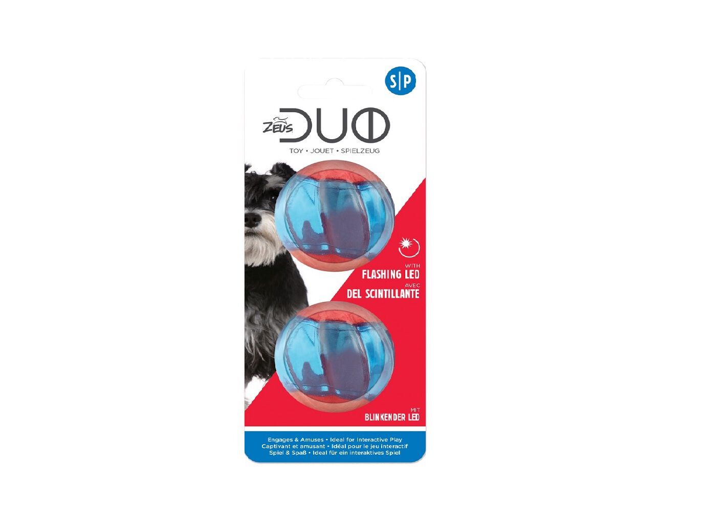 BRINQUEDO C&Atilde;O ZEUS DUO BOLA C/LED &Oslash;5CM 2UN