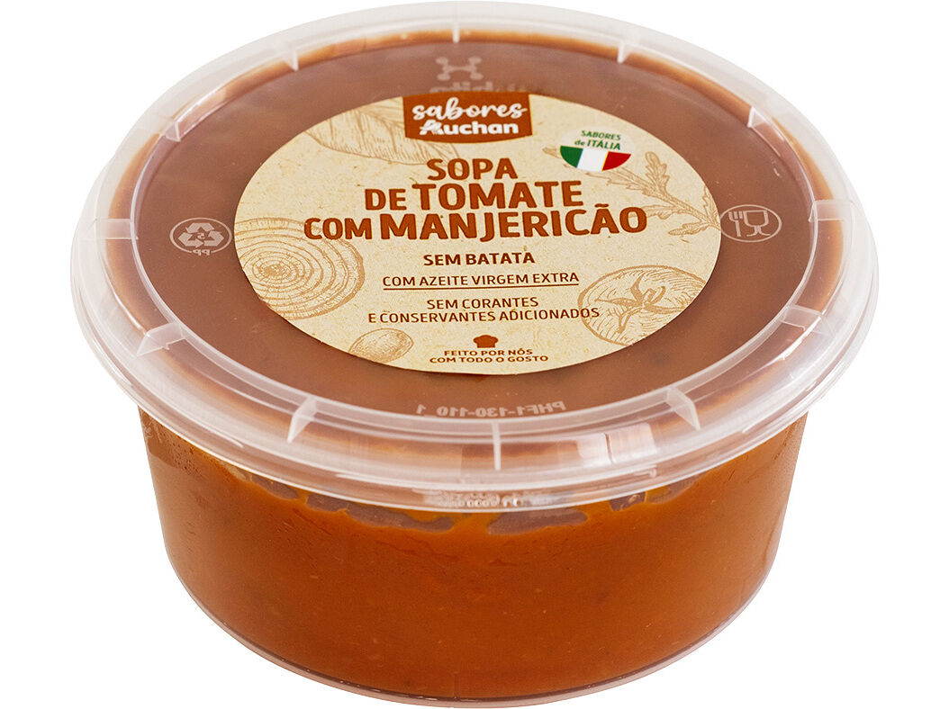 SOPA DE TOMATE E MANJERIC&Atilde;O SABORES AUCHAN SEM BATATA 400 G image number 0