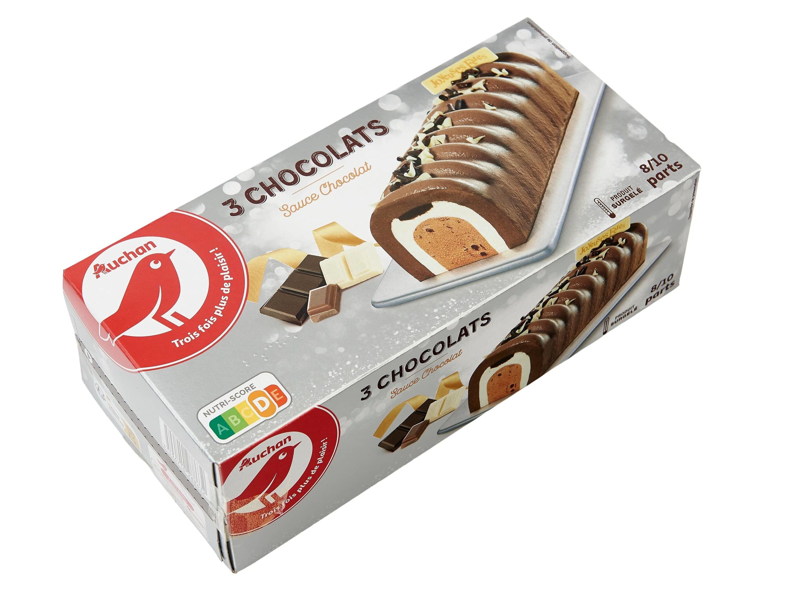 GELADO AUCHAN TRONCO 3 CHOCOLATES 1L image number 0