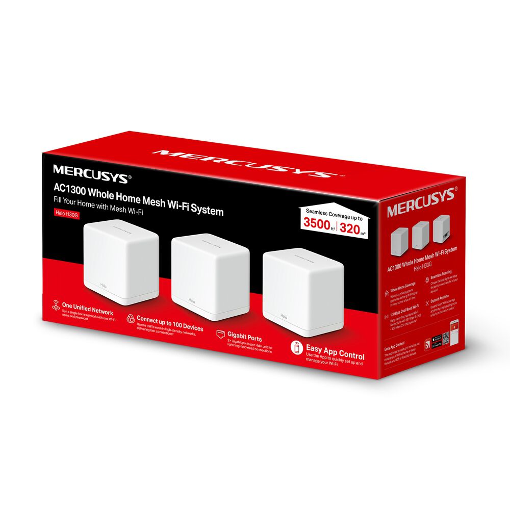 SISTEMA MESH WIFI MERCUSYS AC1300 HALO H30G(3-PACK) image number 3