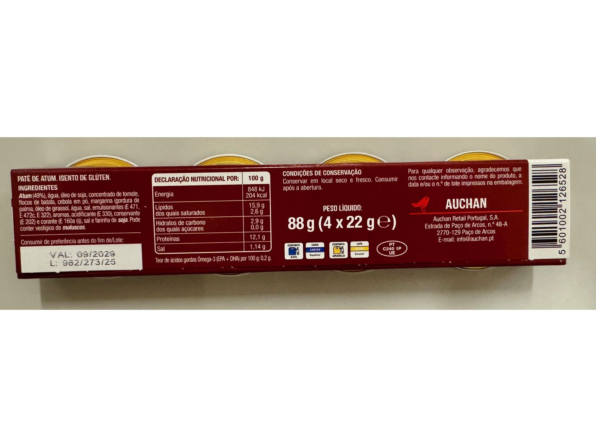 PAT&Eacute; DE ATUM AUCHAN 4*22G image number 1