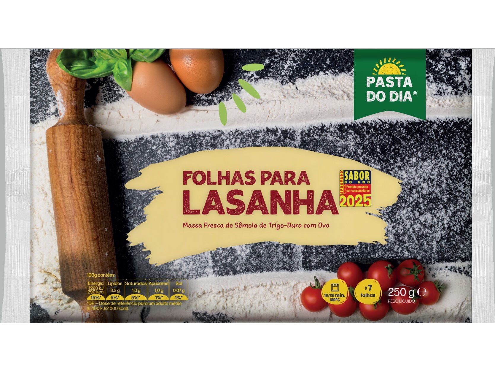 FOLHAS DE LASANHA PASTA DO DIA 250G