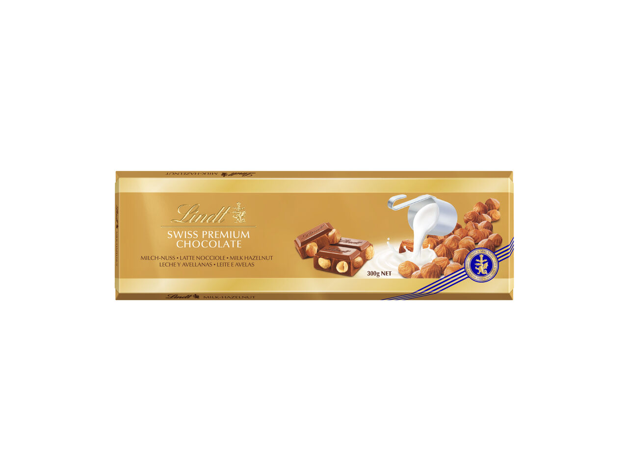 TABLETE CHOCOLATE LINDT GOLD COM AVEL&Atilde;S 300 G image number 0