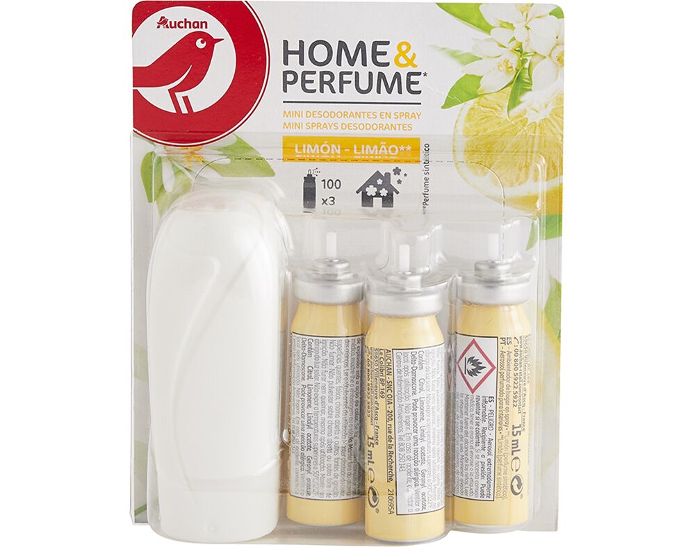 AMBIENTADOR AUCHAN MINI SPRAY LIM&Atilde;O COM RECARGAS 3X15ML image number 0