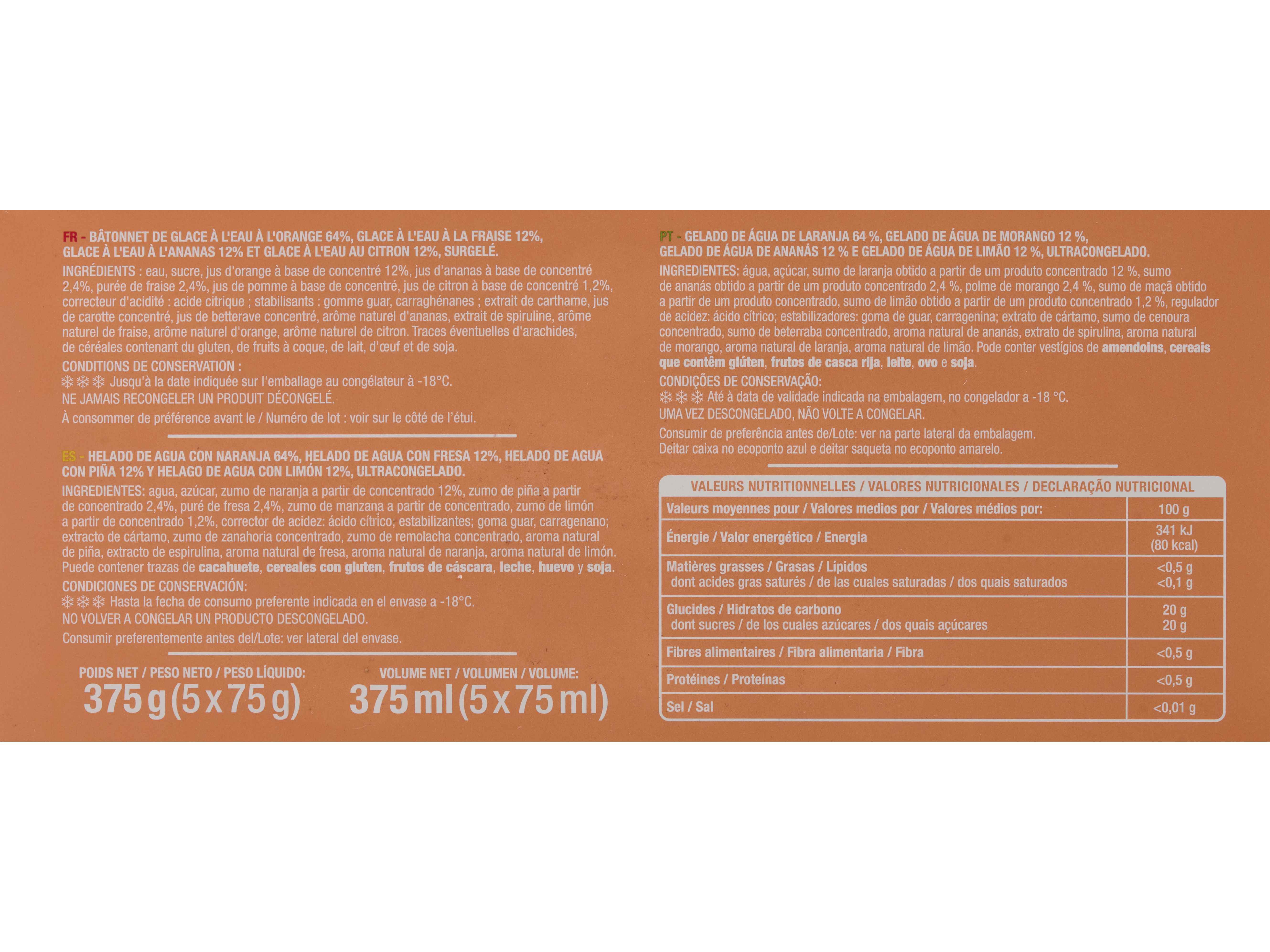 GELADO AUCHAN TUTTI FRUTTI 5UN 375ML image number 2