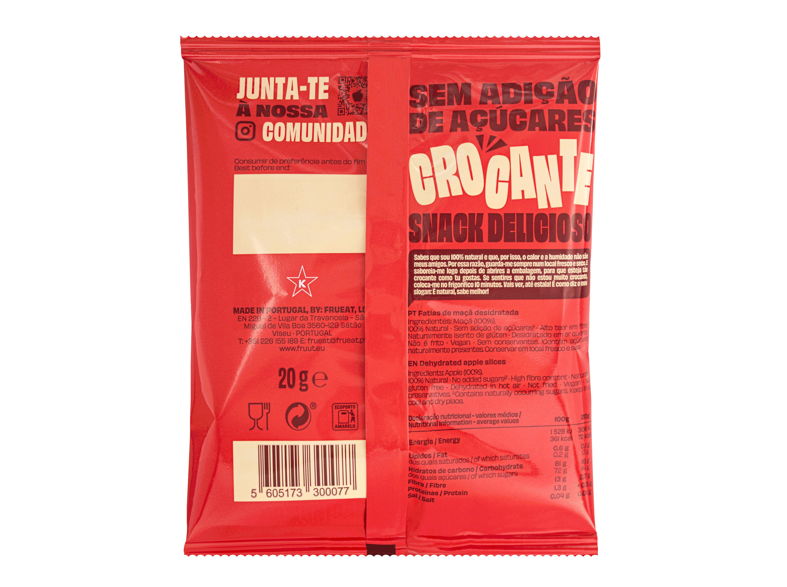 SNACK FRUUT MA&Ccedil;&Atilde; VERMELHO DOCE SEM A&Ccedil;&Uacute;CAR 20G image number 1