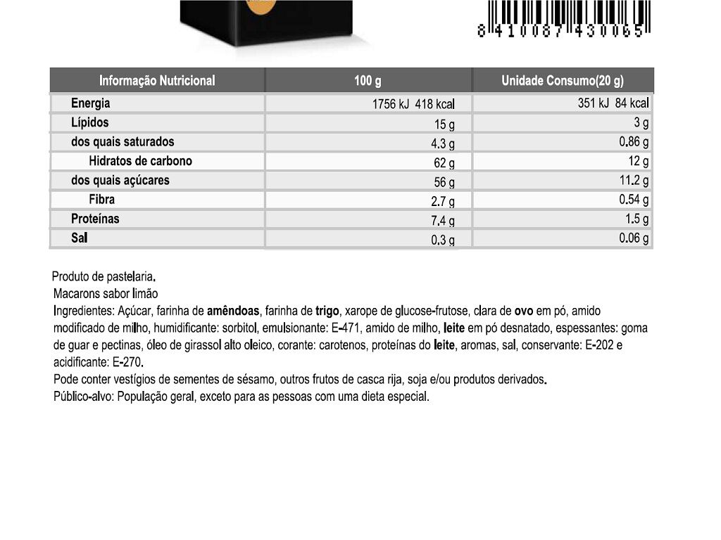 MACARONS DULCESOL SABOR LIM&Atilde;O 4UN 80G image number 1