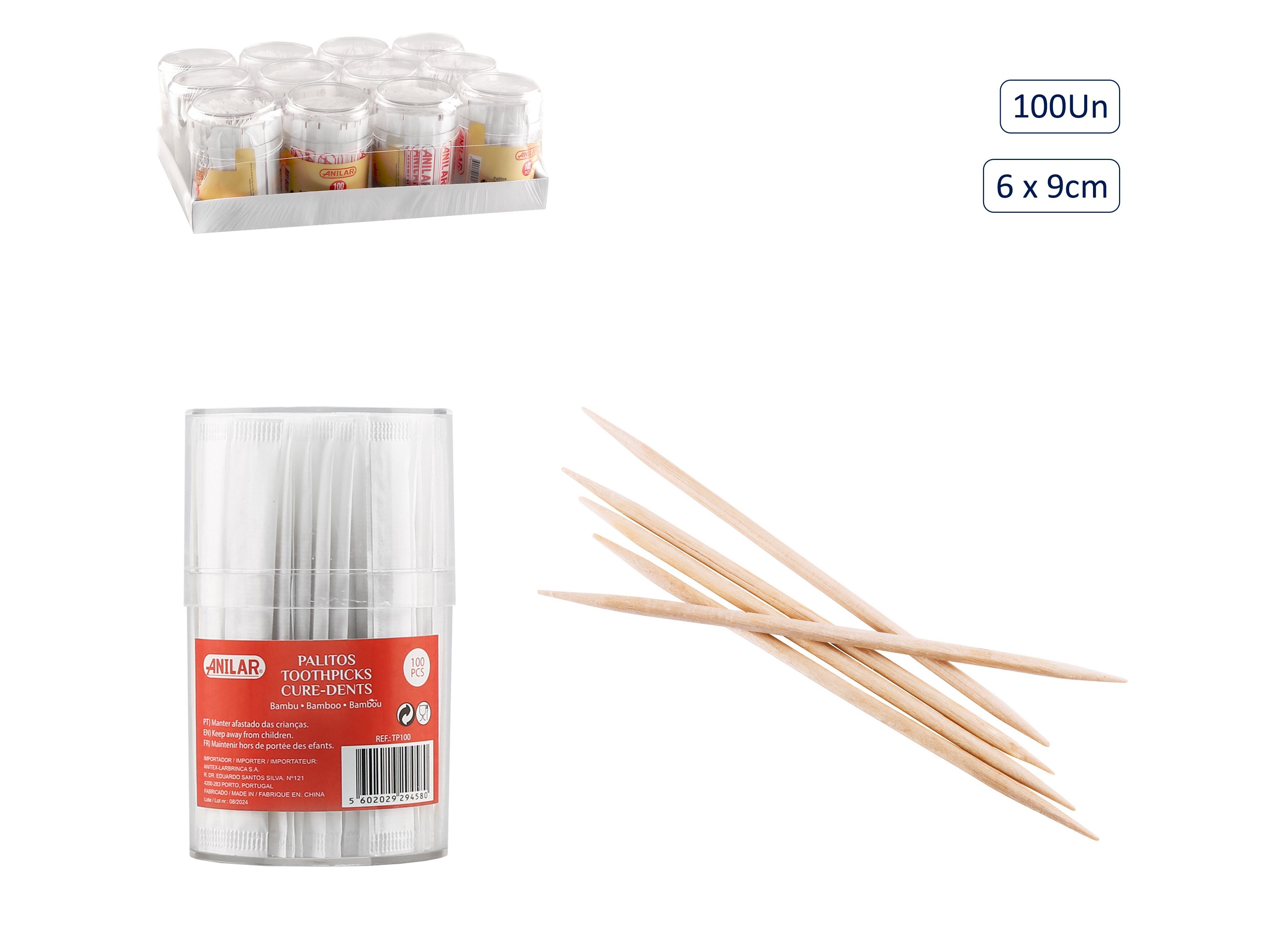 PALITEIRO ANILAR COM 150 PALITOS EMBALADOS INDIVIDUALMENTE
