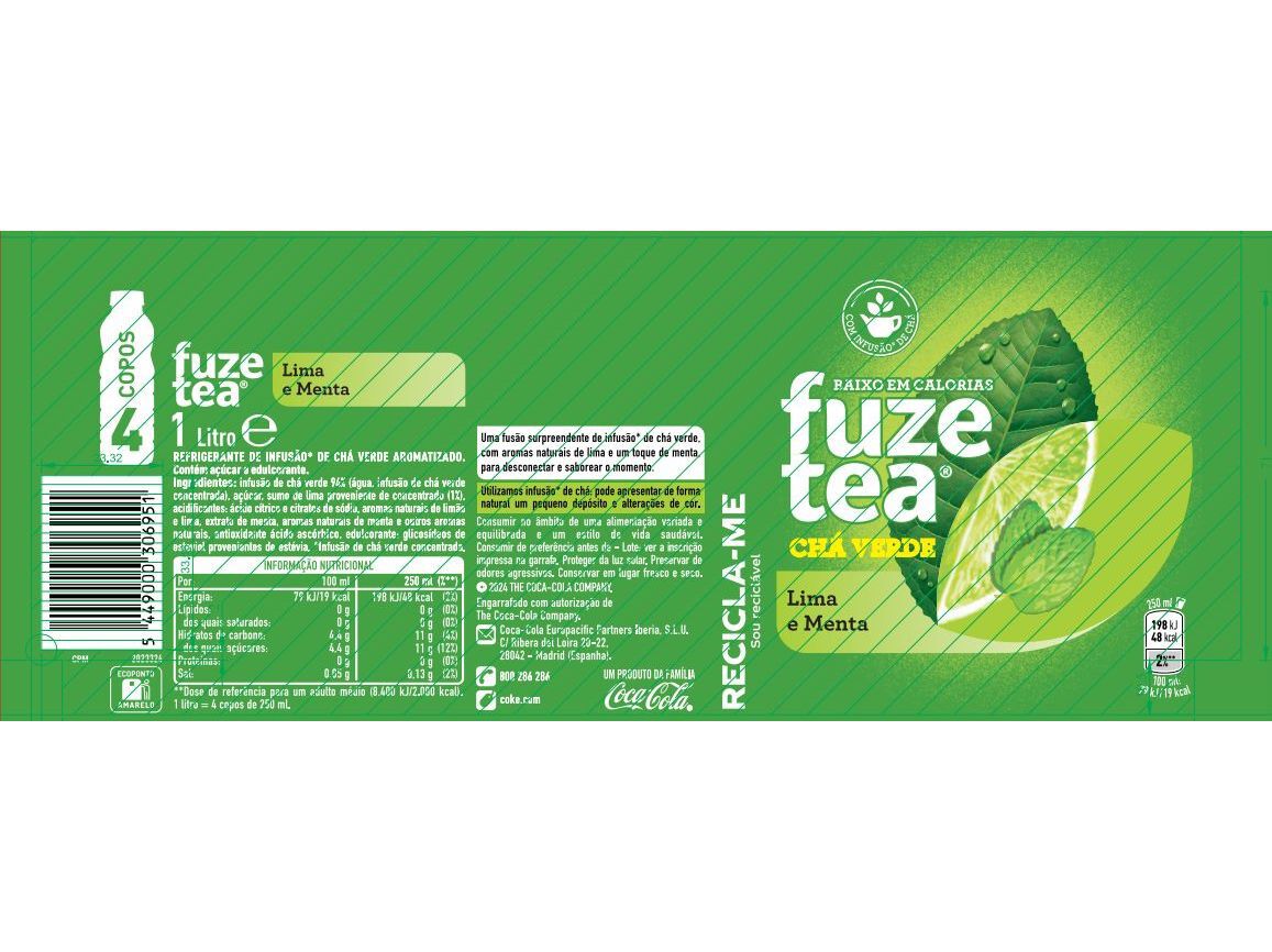 ICE TEA FUZE TEA CH&Aacute; VERDE LIMA&MENTA 1L image number 2