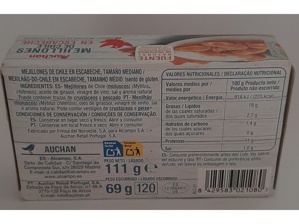 MEXILH&Atilde;O CHILE AUCHAN EM ESCABECHE 8-12 UN 111 (69)G image number 1
