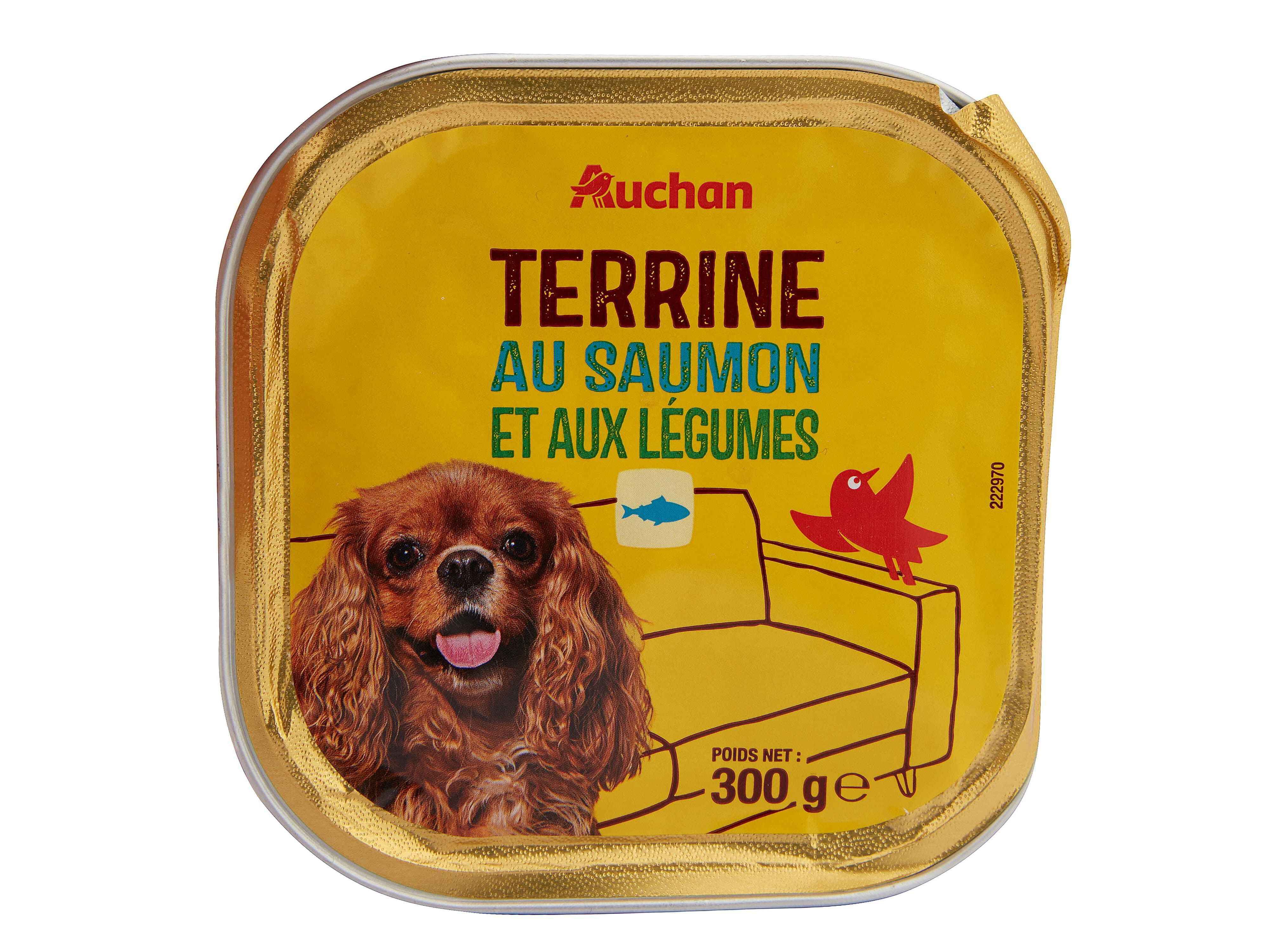 COMIDA H&Uacute;MIDA PARA C&Atilde;O AUCHAN TERRINA COM SALM&Atilde;O E COM LEGUMES 300G