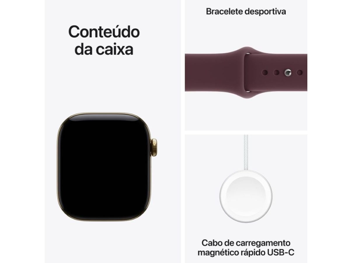 APPLE WATCH SERIES 12 42MM GPS + CELLULAR RADIANT GOLD TITANIUM CASE COM SPORT BAND BURGUNDY - S/M image number 2