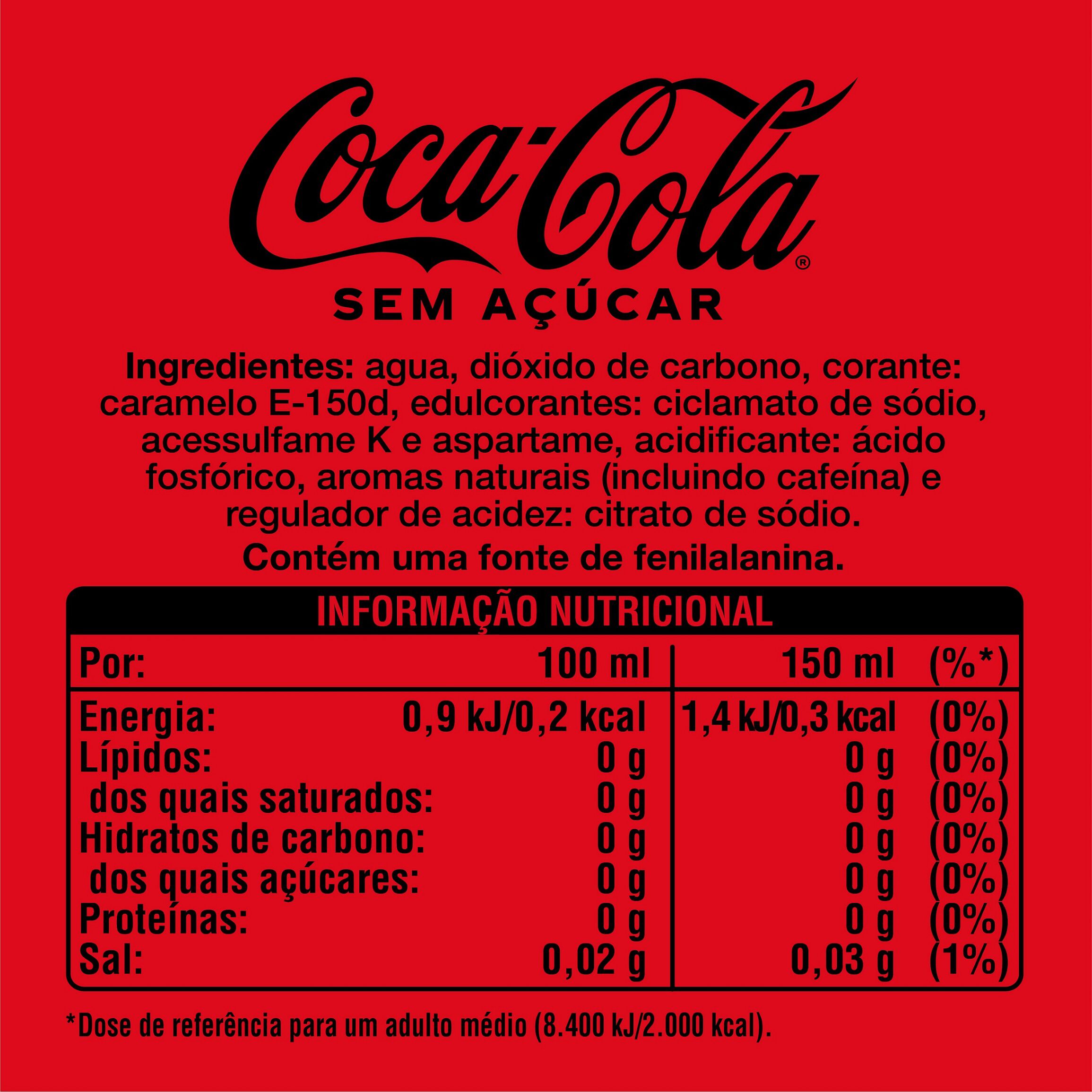 REFRIGERANTE COM G&Aacute;S COCA-COLA ZERO A&Ccedil;&Uacute;CAR MINI LATA 12X0.15L image number 1