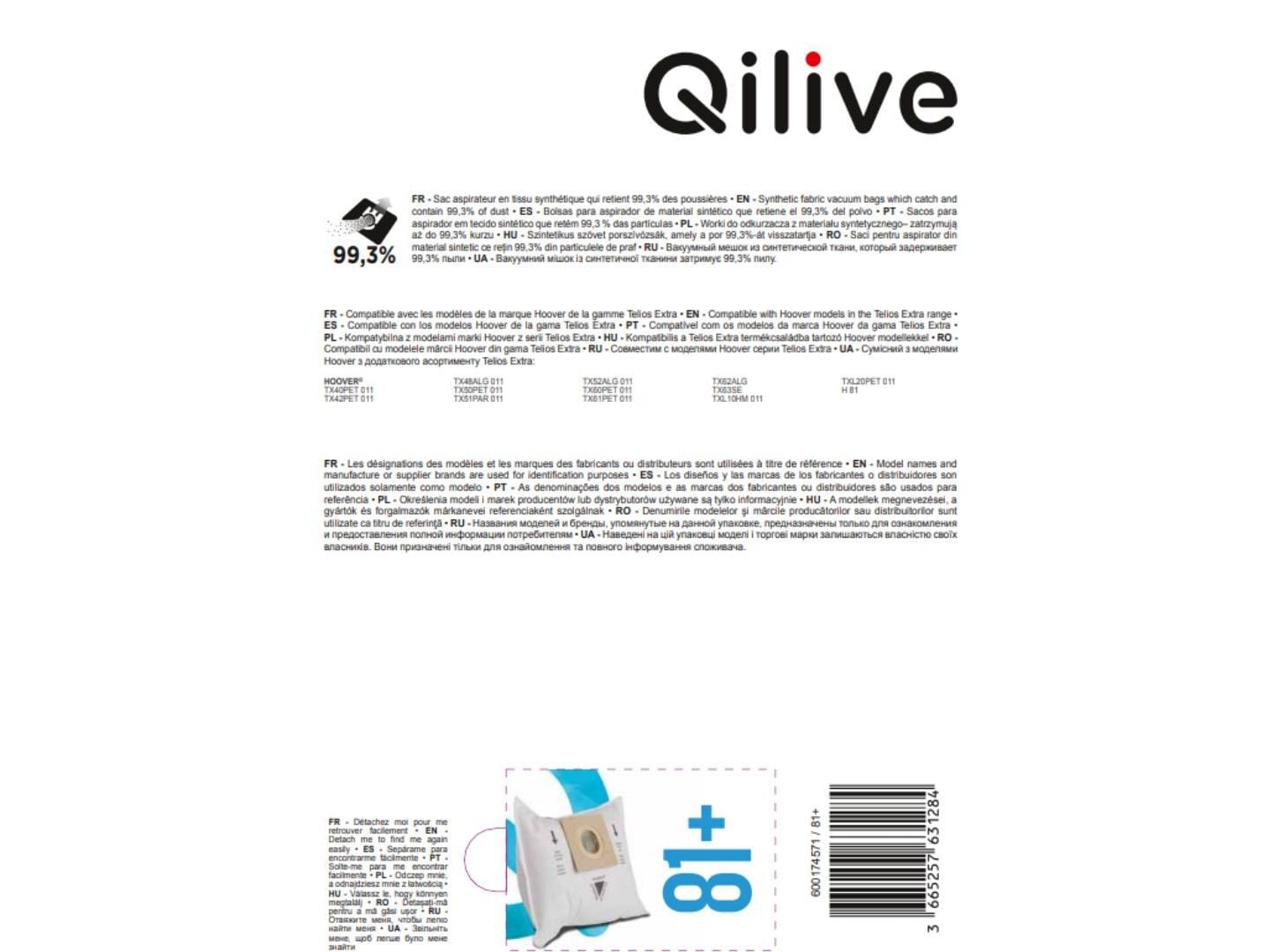 SACOS DE ASPIRADOR QILIVE 81+ PACK 4 image number 2