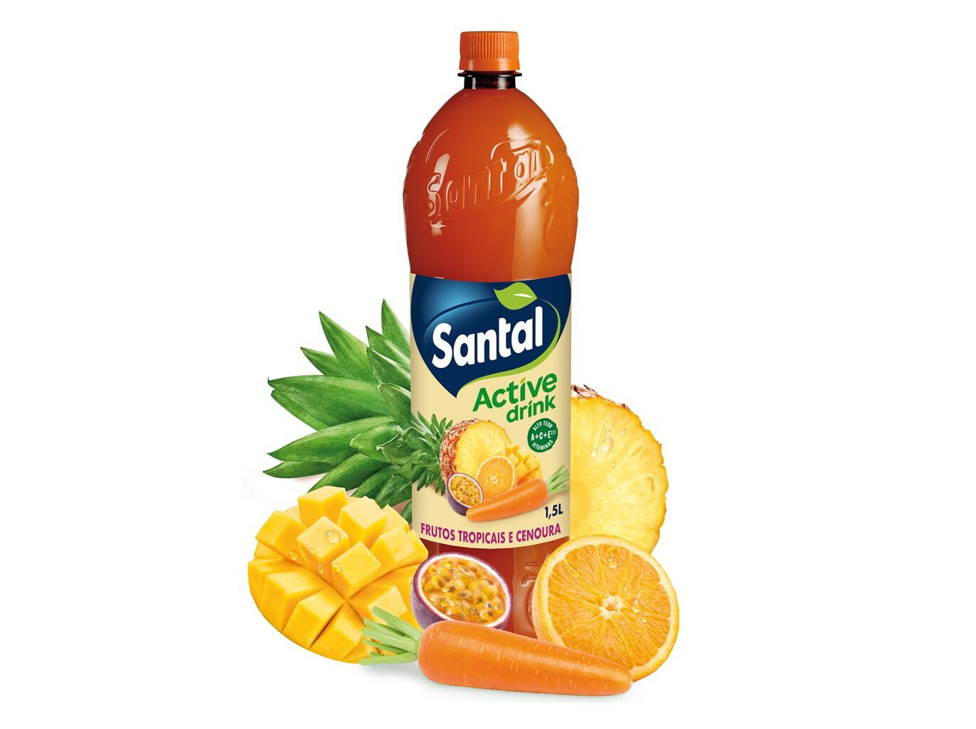 REFRIGERANTE SEM G&Aacute;S SANTAL ACTIVE DRINK CENOURA E FRUTOS TROPICAIS 1.5L