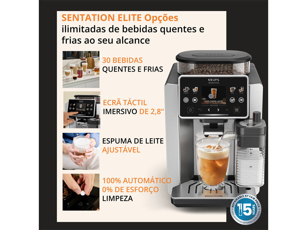 M&Aacute;QUINA CAF&Eacute; EXPRESSO AUTOMATICA KRUPS EA918GE0 SENSATION ELITE image number 5
