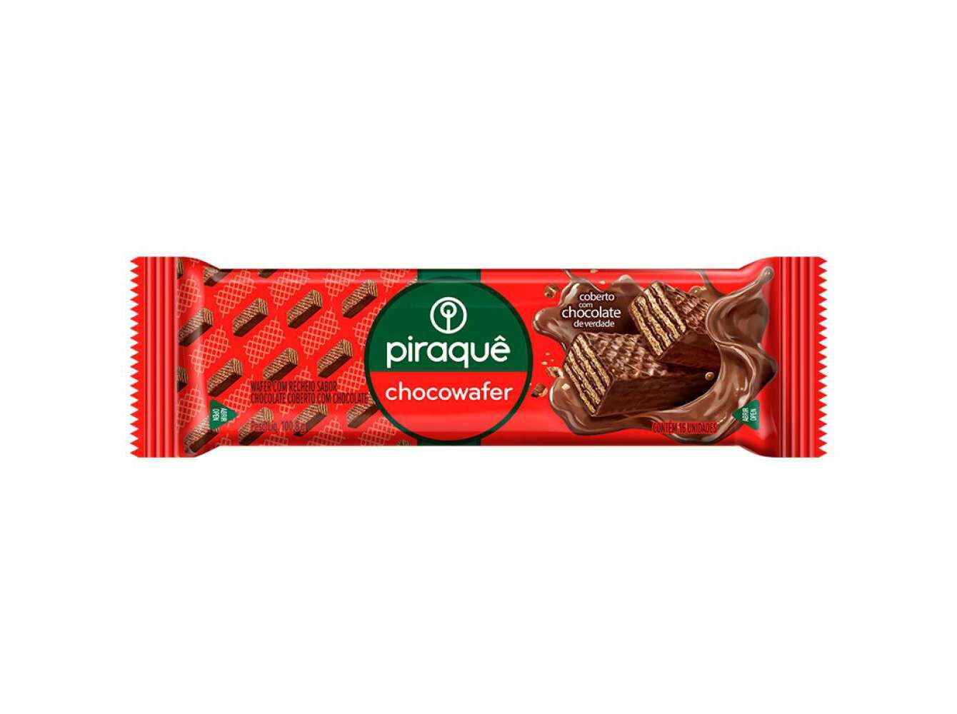BOLACHAS WAFFER PIRAQU&Ecirc; CHOCOLATE 100G image number 1