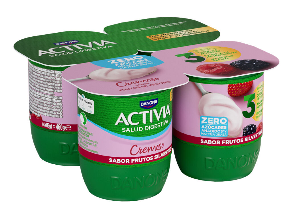 IOGURTE ACTIVIA BIFIDUS CREMOSO FRUTOS SILVESTRES 0% 4X115G