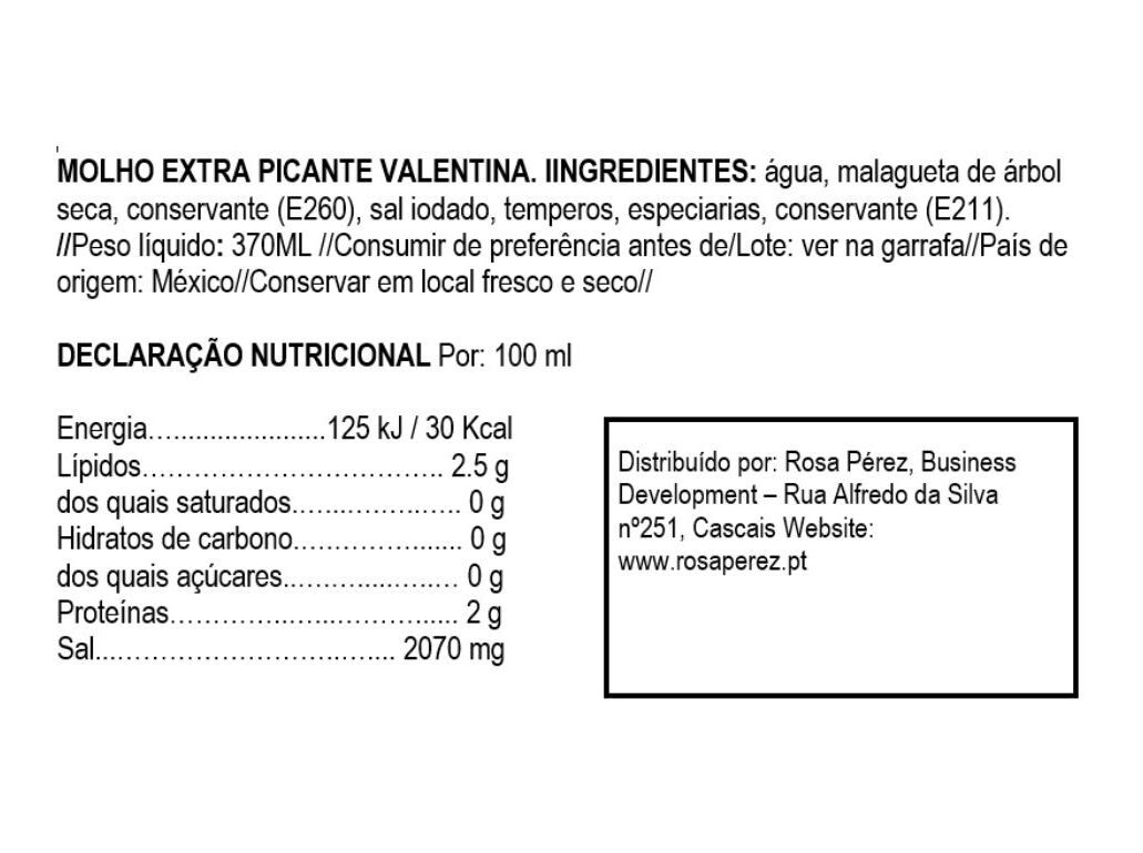 MOLHO CHILI VALENTINA EXTRA PICANTE 370 ML image number 1