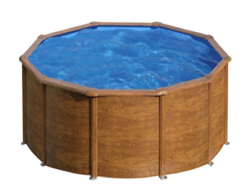 PISCINA REDONDA MADEIRA GRE COM ACESS&Oacute;RIOS 460X120CM