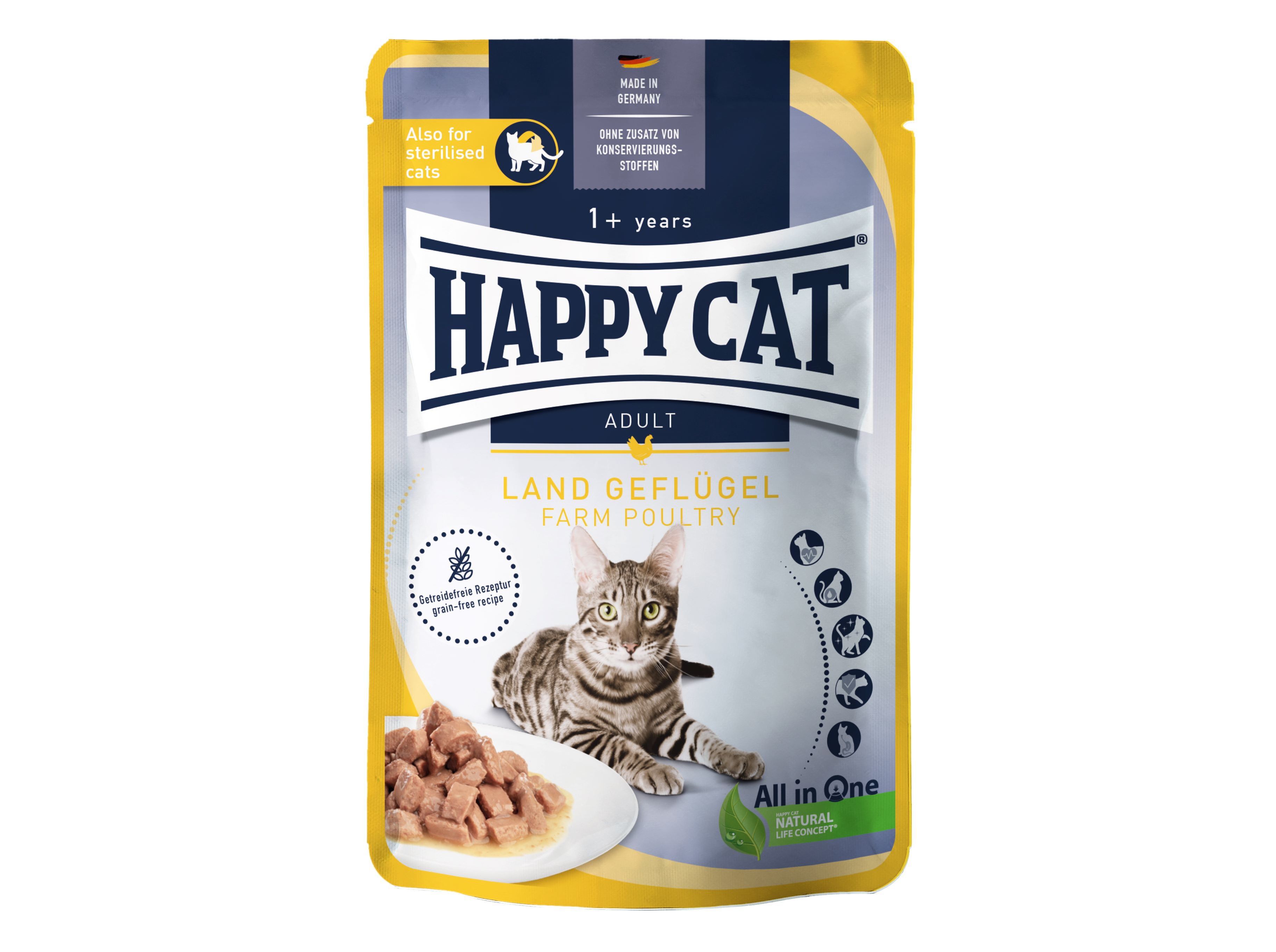 COMIDA H&Uacute;MIDA GATO HAPPY CAT ADULTO FRANGO 85G image number 0