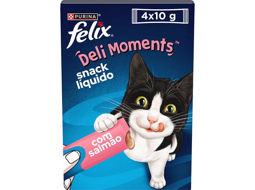 SNACK L&Iacute;QUIDO PARA GATO FELIX DELI MOMENTS SALM&Atilde;O 4X10G image number 0