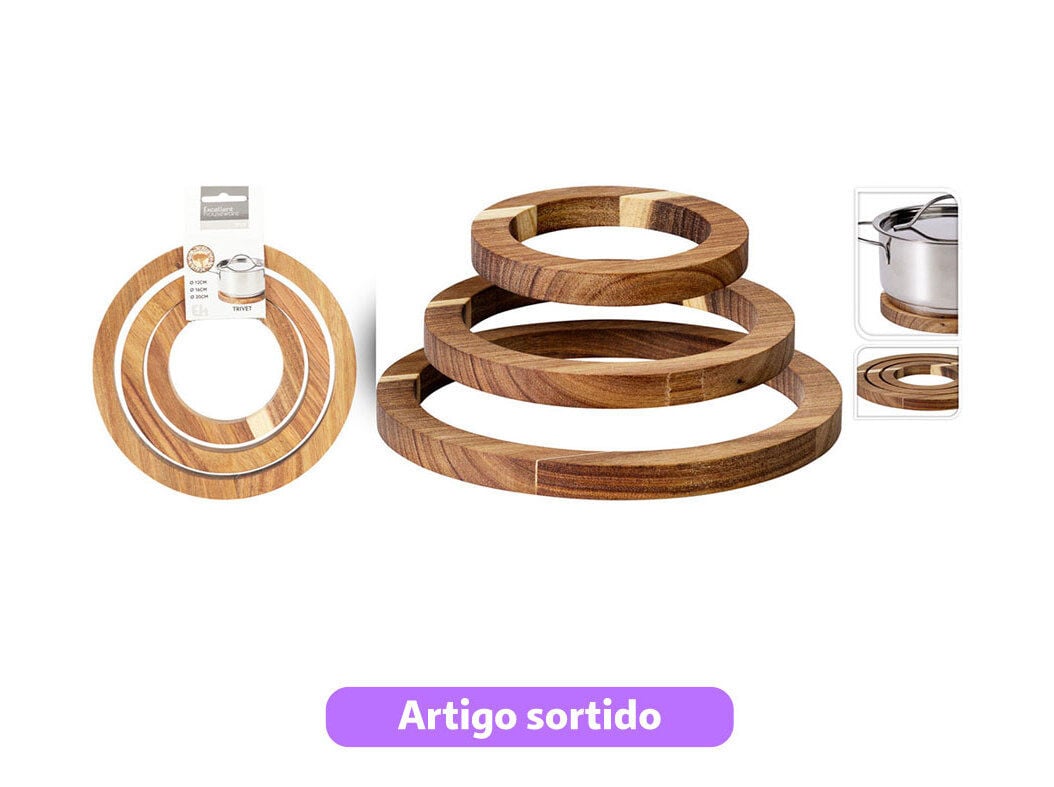 SUPORTE PANELAS ACACIA 12X1.3CM CORES SORTIDAS