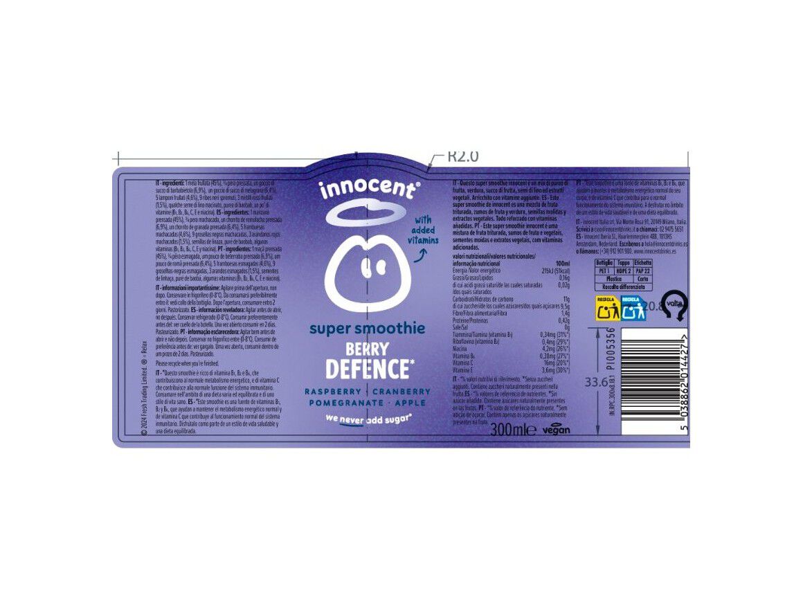 SUPER SMOOTHIE INNOCENT BERRY DEFENCE 300ML (SDR) image number 1
