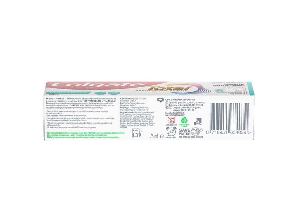 PASTA DE DENTES PROTE&Ccedil;&Atilde;O TOTAL FRESCURA ACTIVA COLGATE 75ML image number 2