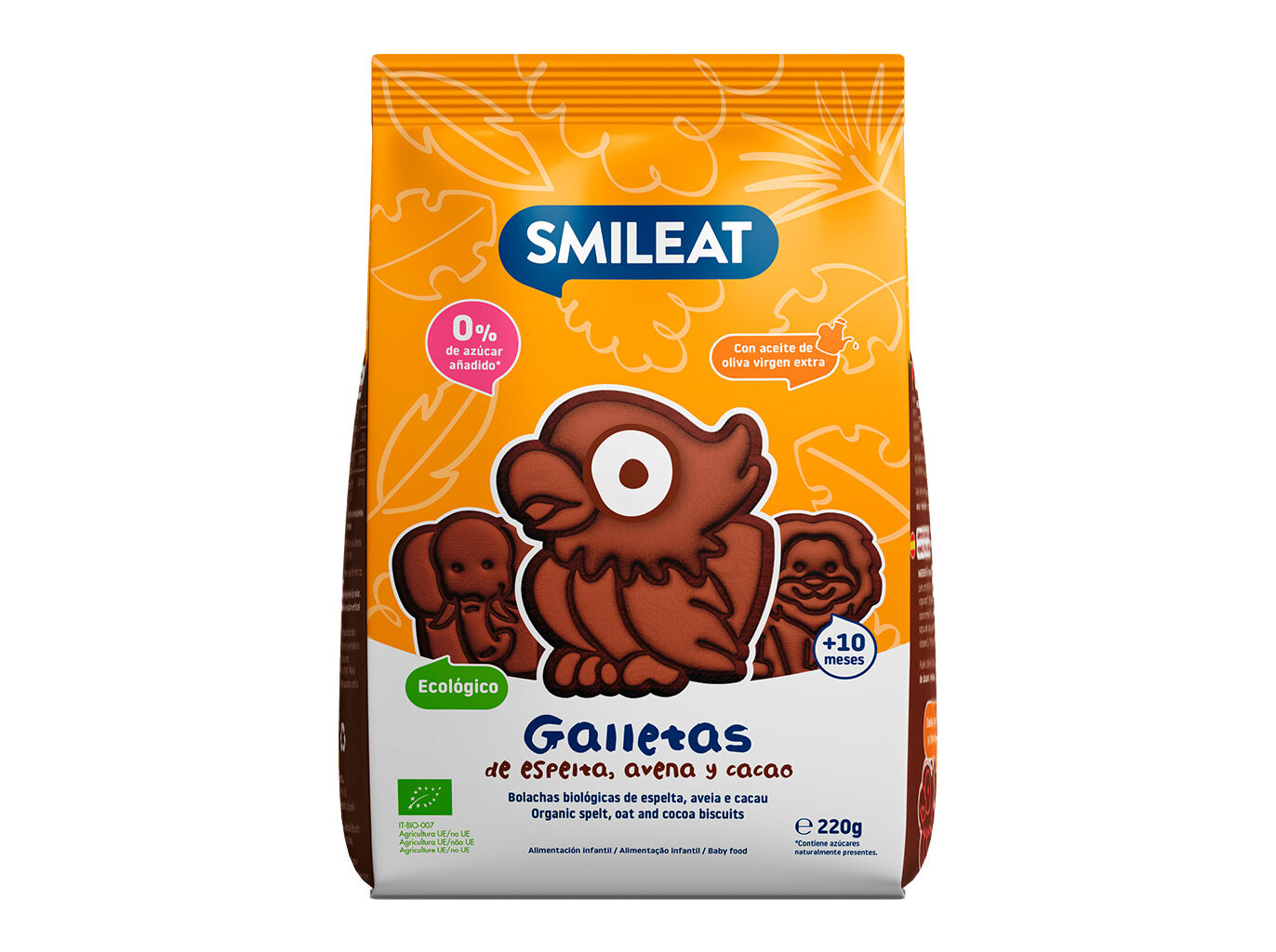 BOLACHAS SMILEAT BIO ESPELTA AVEIA CACAU 220G